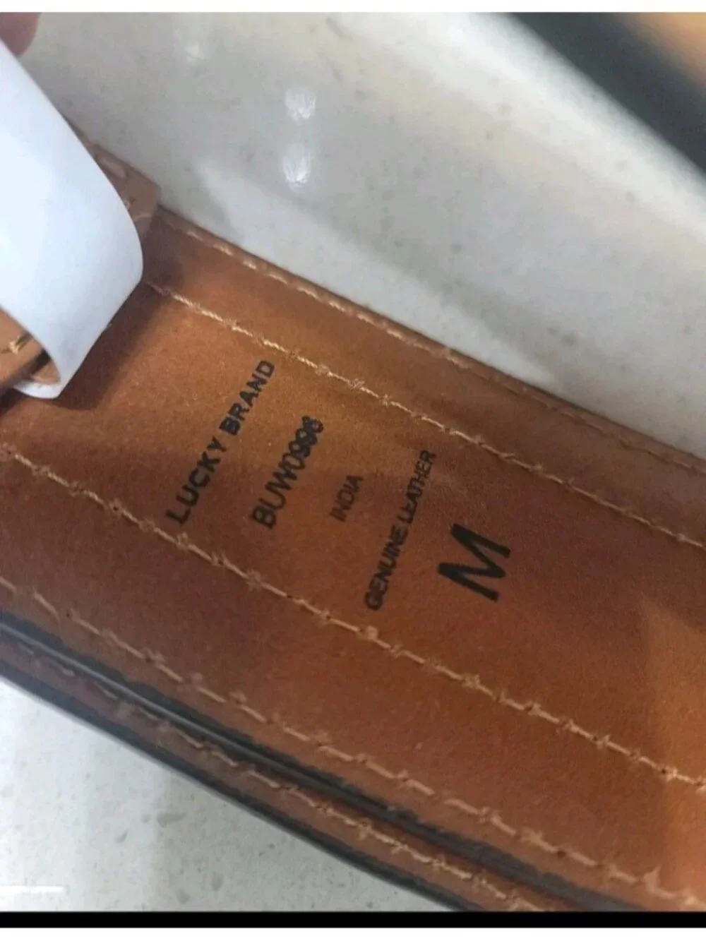 Lucky Brand Womens Medium Leather Belt Boho Plaque Buckle NWT Brown